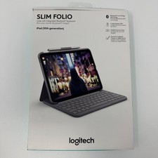 Logitech Slim Folio Keyboard Case for iPad 10th Gen Bluetooth Oxford Gray YR0089 picture