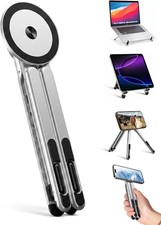 4-in-1 Foldable Laptop Stand & Magnetic Phone Holder, Silver Aerospace Aluminum picture