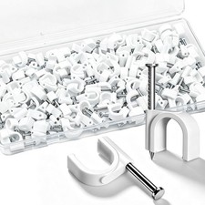 200PCS 6mm White Cable Tacks Steel Nail Clips Wall Clips Cord Management picture