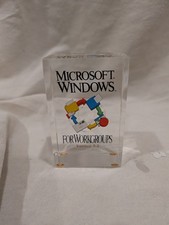 Rare Microsoft Windows for Workgroups 3.1 Ship Gift Lucite Block – Vintage 1990s picture