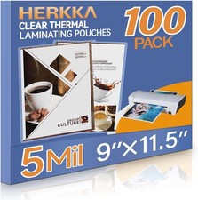 100 Pack Laminating Sheets, Holds 8.5 x 11 Inch Sheets, 5Mil Clear Thermal picture