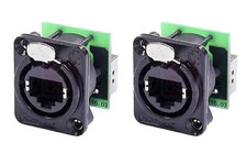(2 PACK) NEUTRIK NE8FDP-B CAT 5/6 RJ45 Feed-Thru D Series Panel Mnt Jack - Black picture