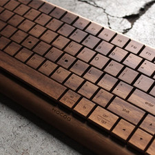 Wooden keyboard made of natural wood 