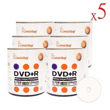 3000 Pack Blank Smartbuy 16X DVD+R 4.7GB White Inkjet Hub Printable Record Disc picture
