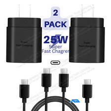 2 Pack USB-C Wall Charging Block Plug + Android Phone Charger Cable for Samsung picture