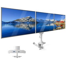Triple Monitor Mount, 3 Monitor Desk Mount, Gas Spring Arms, Fits 13–27