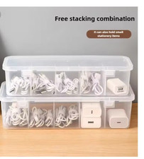 Transparent Cable Organizer Storage Box with Lid Dustproof Data Cable Card Hol picture