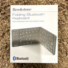 Brookstone Folding Bluetooth Wireless Keyboard Slim Portable QWERTY Black 682369 picture