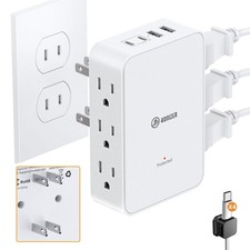2 Prong to 3 Prong Outlet Adapter, 6 AC Side Outlets, PD 20W USB C, 2 Prong P... picture