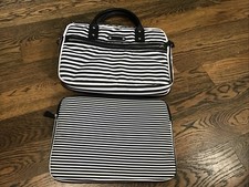 Kate Spade ? Classic Nylon Daveney Laptop Bag Black And White Stripes picture