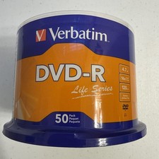 50 VERBATIM Blank DVD-R DVDR 16X 4.7GB Recordable Logo Branded Media Disc 97176 picture