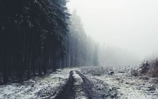 Landscape winter road nature mist tracks snow Custom Gaming Mat Desk picture