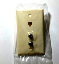 DUAL COAX F81 WALL PLATES with 4 Conductor Single Phone Jack-IVORY -LOT OF 12  picture