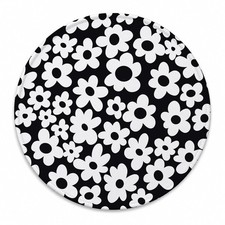 QIYUHOY Black and White Vintage 70s Flowers Danish Mouse Pad, 7.9x7.9 Inch picture