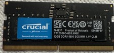 Crucial 12GB DDR5-5600 SO-DIMM Laptop Memory Modules (1x12GB) RAM - Fully Tested picture