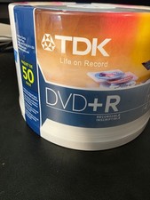 New Sealed TDK DVD+R 50 Disc Pack Blank White Print-On 16x 4.7 GB Recordable picture