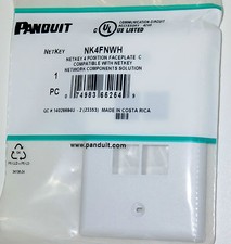 PANDUIT COSTA RICA NK4FNWH 1-GANG 4-PORT FACEPLATE WHITE MINI-COM KEYSTONE 7 PCS picture