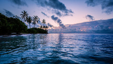 Landscape nature trees clouds water beach ripples sunset Custom Gaming Mat Desk picture