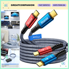 2 Pack 3.3FT Braided Thunderbolt 4 Cable, 40Gbps, 240W PD, 8K/4K Dual Display picture