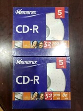 MEMOREX Music  CD-R  5 Pack 52X  700MB  80min NEW 2 for 1 🇺🇸  picture