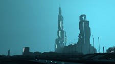 Landscape city futuristic building tower blue science Custom Gaming Mat Desk picture