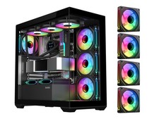 SAMA SV01 Mid Tower ATX Gaming PC Computer Case Black, 4 Addressable RGB Fans picture