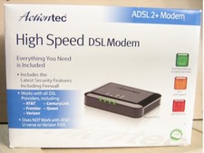 Actiontec High Speed DSL Modem Model# GT701D (GEU003AD3B-01), cables, manual, CD picture