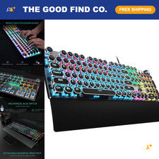 Typewriter Style Mechanical Gaming Keyboard Wired, 104 Keys, RGB Backlit, Durabl picture