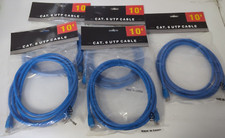 LOT OF 5 GOLD PLATE RJ45 MALE TO MALE CAT.6 UTP CABLE 568B - BLUE picture