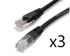 3 Pack Lot - 3ft CAT6 Ethernet Network LAN Router Patch Cable Cord Wire Black picture