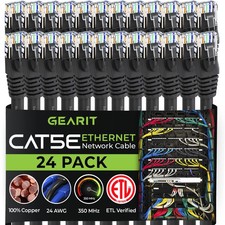 24pack Cat5e Ethernet Patch Cable 3 Feet Snagless Rj45 Computer Lan Network Cord picture