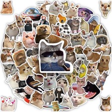 100 Pcs Cat Stickers, Funny Meme Cute Kitten Packs Colorful picture