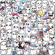 100PCS Ghost Halloween Stickers,Cute Stickers for Party White picture