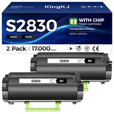 KingKJ S2830 High Yield Black Toner Cartridge 2-Pack Replacement for Dell GGCTW picture