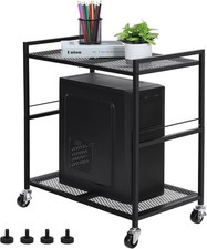Sturdy Black Metal PC Tower Stand with Adjustable Height & Wheels - 25.2 Inches picture