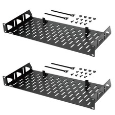 2 PCS 1U Rack Shelf 19 Inch 8 Inch Depth Mount AntiSlip Stops 55lbs Vented picture