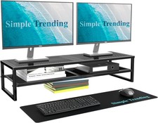 2-Tier Metal Dual Monitor Stand Riser 32x10 Desk Organizer with Mouse Pad picture