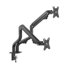 DUAL ARM TV LCD MONITOR DESK MOUNT BRACKET ARTICULATING UP DOWN IN OUT SWIVEL picture