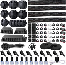 192 Piece Cable Management Kit with Sleeves Clips Ties and Holders for Computer picture