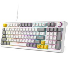 AK96 Smart Mechanical Keyboard Gaming 96 Keys LED Backlit USB Wired White PC picture
