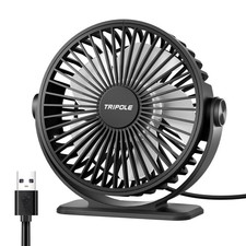 TriPole Desk Fan USB Powered Small Portable Fan, 3 Speeds Mini, Black picture