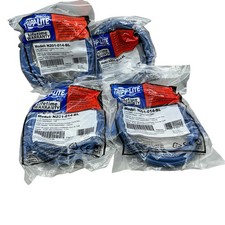 Lot of 4 Tripp Lite N201-014-BL Cat6 Gigabit Snagless Patch Cable Blue 14ft RJ45 picture