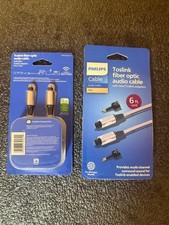 Philips Toslink Fiber Optic Audio Cable w/ Mini Toslink Adapter 6 Feet  ( 1 PK) picture