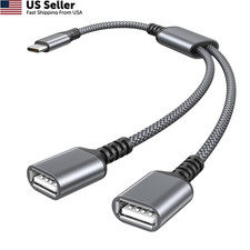 Basesailor USB C Male to Dual Female Cable Splitter 1FT(0.3M), Gray picture