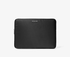 Michael Kors Jet Set Travel Nylon 13in Laptop Sleeve Case Black Zip Pouch Black picture