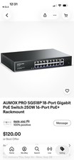 AUMOX PRO SG518P 18-Port Gigabit PoE Switch 250W 16-Port PoE+ Rackmount picture