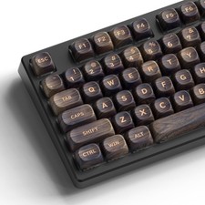 Premium MOA Profile Walnut Wood Grain PBT Keycaps for Custom Retro Keyboard picture