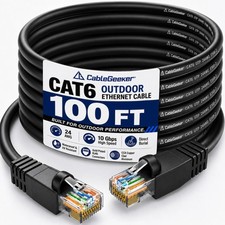 Cat 6 Outdoor Ethernet Cable 100 ft Direct Burial Black picture