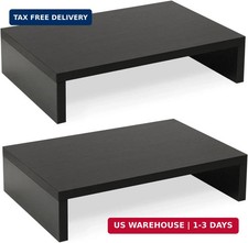 TEAMIX 2-Pack Wood Monitor Stand Riser for Desk , Black picture