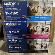 *LOT OF 3* Brother Toner Cartridges 1x Black TN-110BK 1x Magenta TN-110M 1x Cyan picture